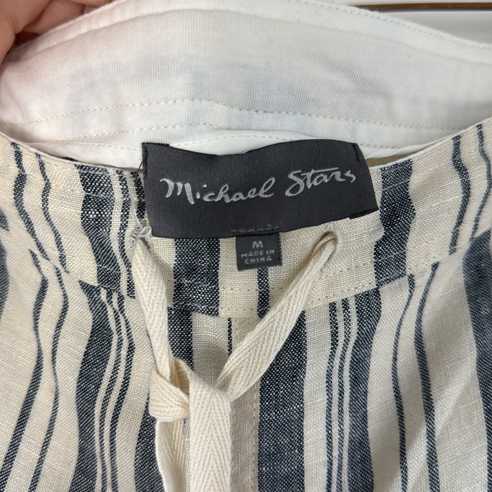 Michael Stars Navy and White Striped 100% Linen Pants Size Medium Like New - Picture 5 of 12